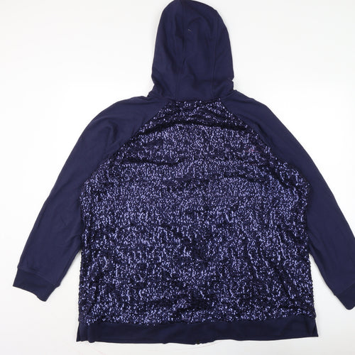Isaacmizrahilive Womens Blue Cotton Full Zip Hoodie Size 3XL