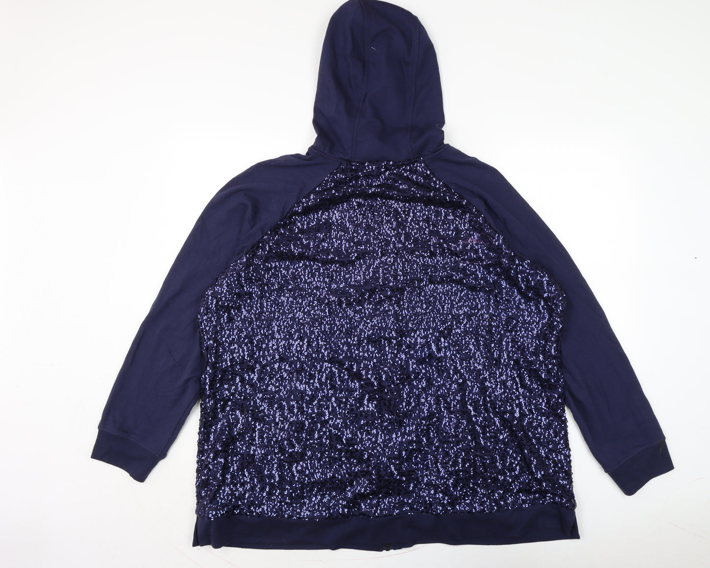 Isaacmizrahilive Womens Blue Cotton Full Zip Hoodie Size 3XL