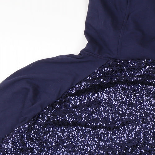 Isaacmizrahilive Womens Blue Cotton Full Zip Hoodie Size 3XL
