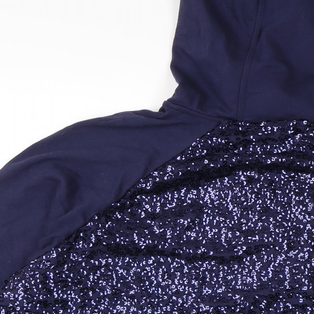 Isaacmizrahilive Womens Blue Cotton Full Zip Hoodie Size 3XL