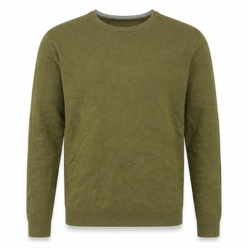French Connection Mens Green Crew Neck Herringbone Cotton Pullover Jumper Size XL Long Sleeve