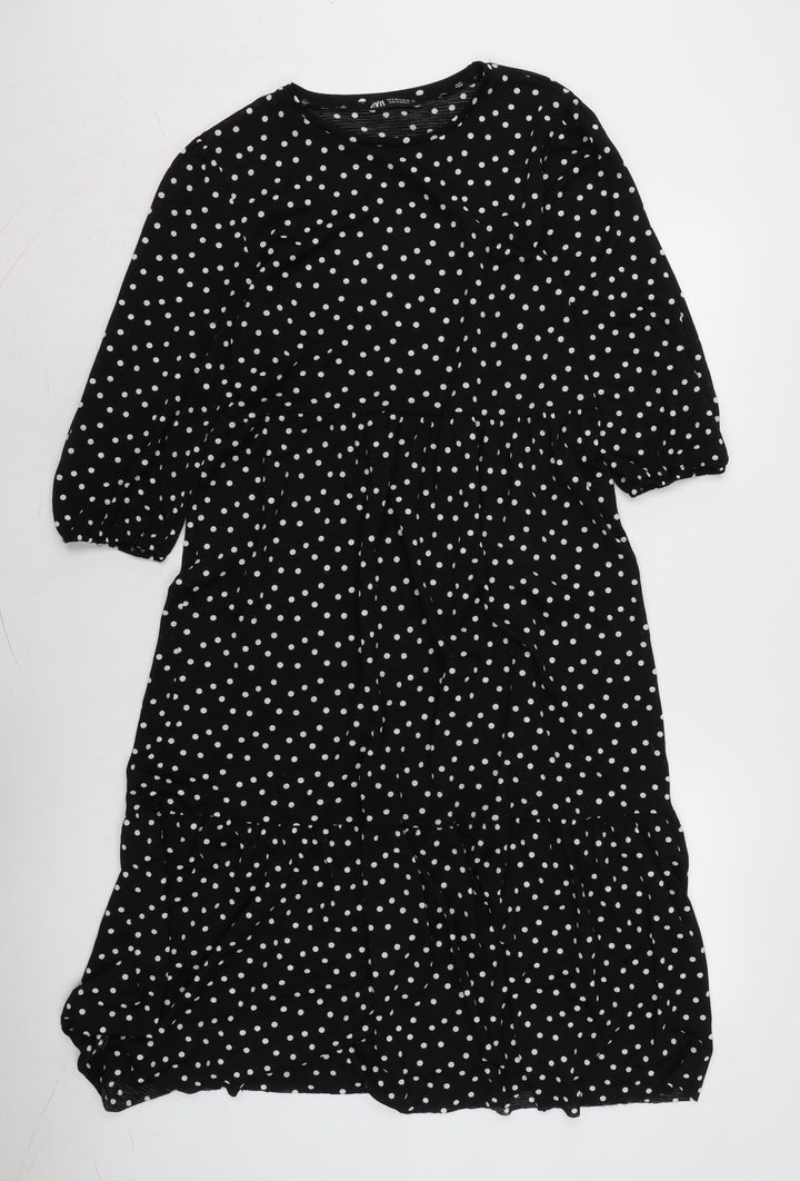 Zara Womens Black Polyester Shift Size S Crew Neck