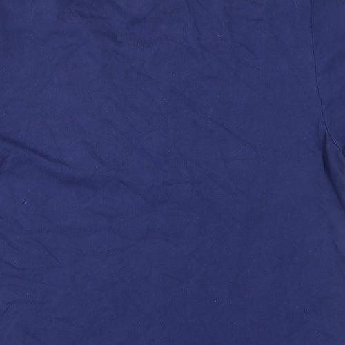 Divided Womens Blue Cotton Basic T-Shirt One Size Crew Neck