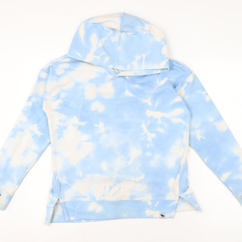 Abercrombie Active Girls Blue Cotton Pullover Hoodie Size 12-13 Years