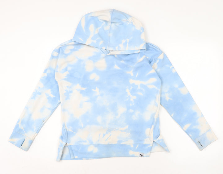 Abercrombie Active Girls Blue Cotton Pullover Hoodie Size 12-13 Years