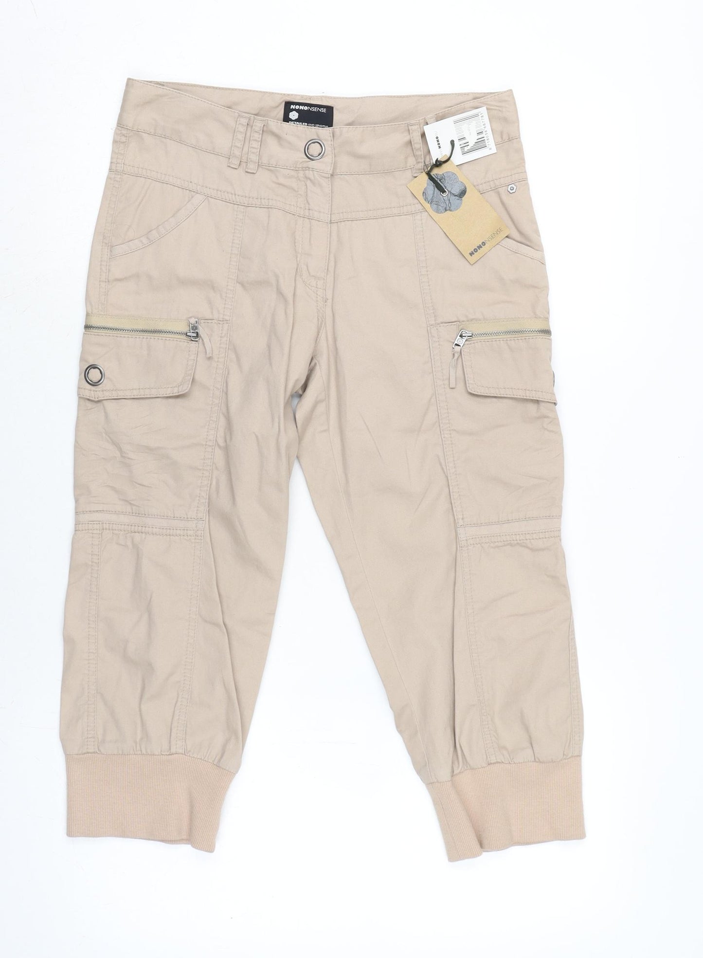 Nononsense Womens Beige Cotton Cargo Trousers Size 16 L20 in Regular