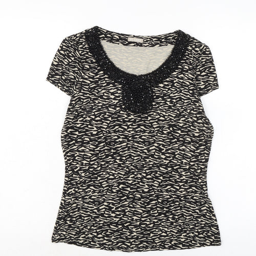 Plantet Womens Black Acrylic Basic T-Shirt Size XS Boat Neck