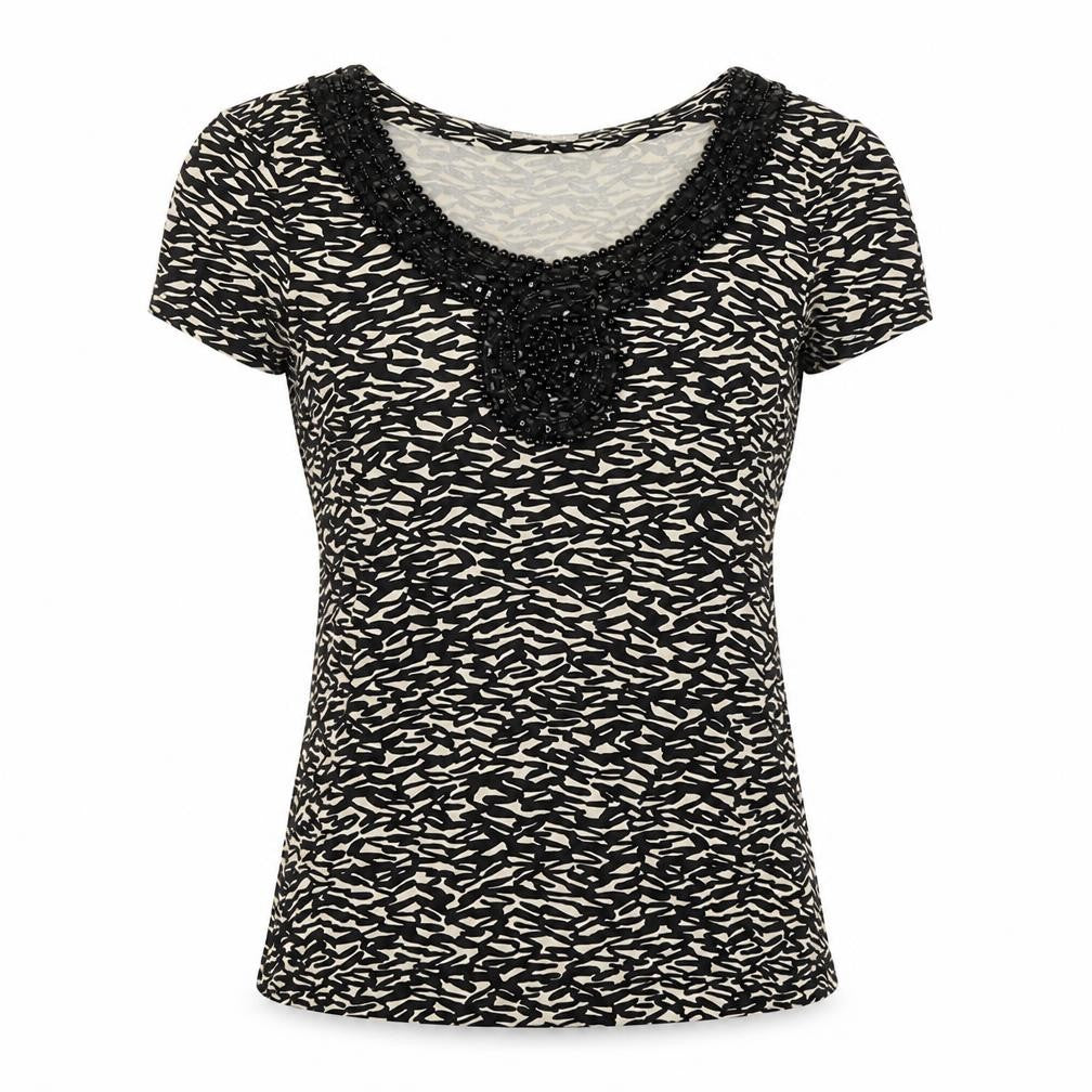 Plantet Womens Black Acrylic Basic T-Shirt Size XS Boat Neck