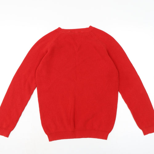 Dorothy Perkins Womens Red Crew Neck Cotton Pullover Jumper Size 12