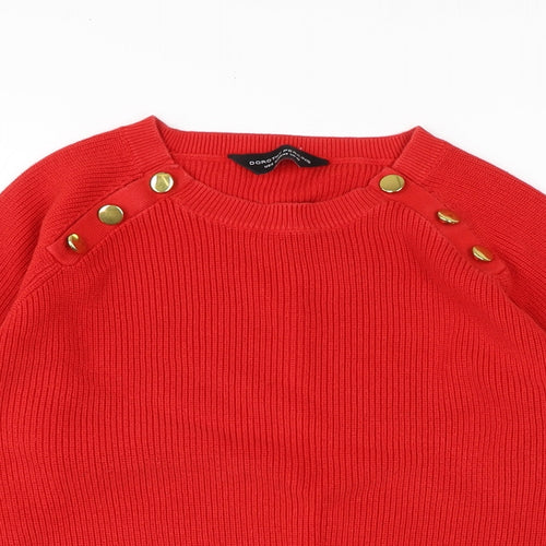 Dorothy Perkins Womens Red Crew Neck Cotton Pullover Jumper Size 12