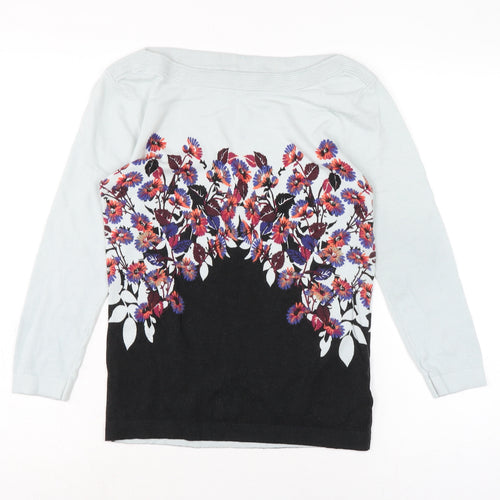 NEXT Womens Multicoloured Boat Neck Floral Cotton Pullover Jumper Size 8