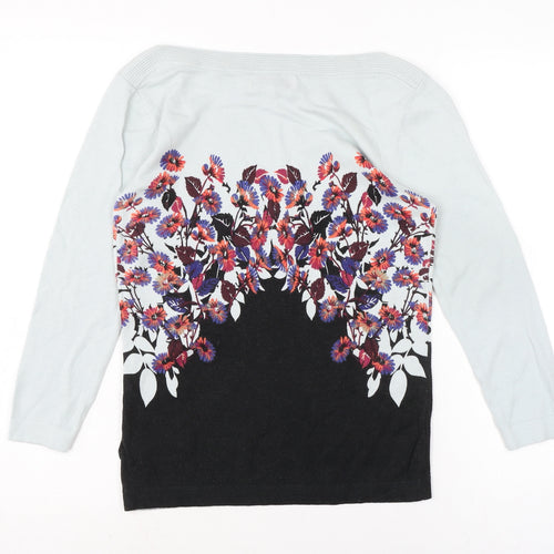 NEXT Womens Multicoloured Boat Neck Floral Cotton Pullover Jumper Size 8