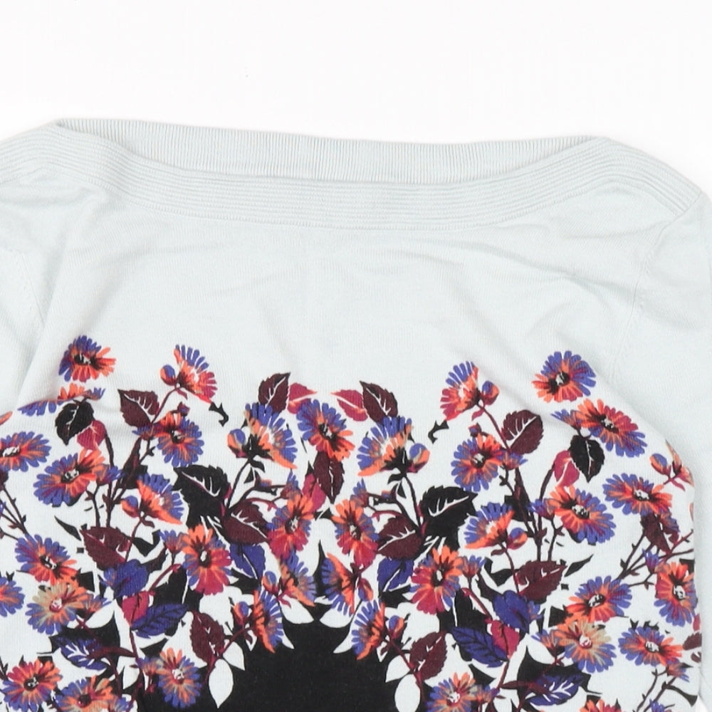 NEXT Womens Multicoloured Boat Neck Floral Cotton Pullover Jumper Size 8