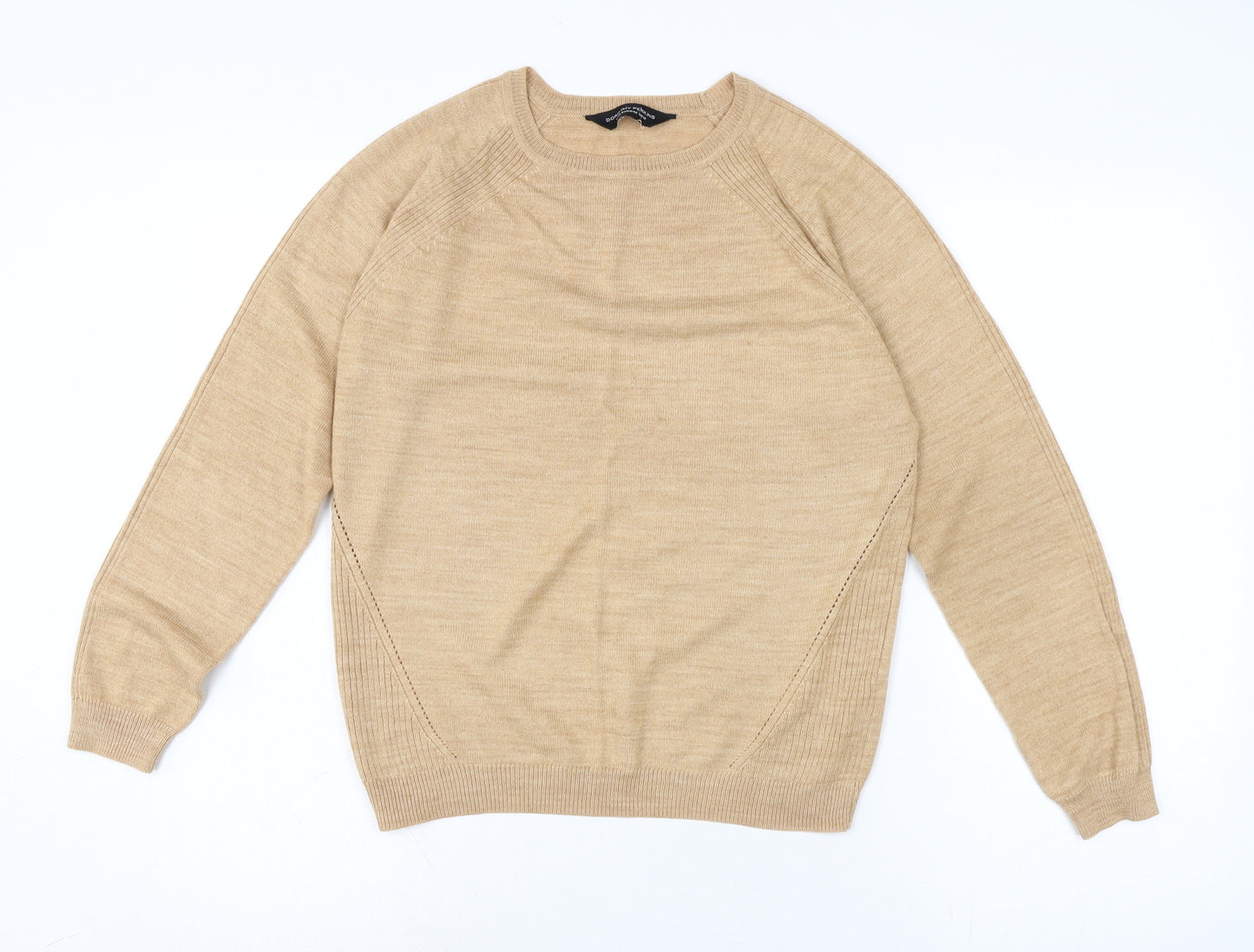 Dorothy Perkins Womens Beige Crew Neck Acrylic Pullover Jumper Size 12