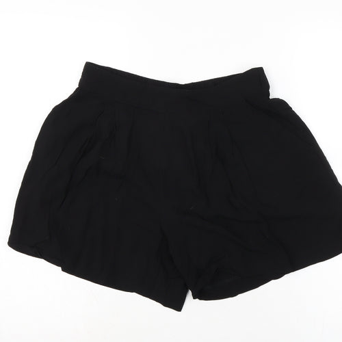 H&M Womens Black Viscose Basic Shorts Size 12 Regular