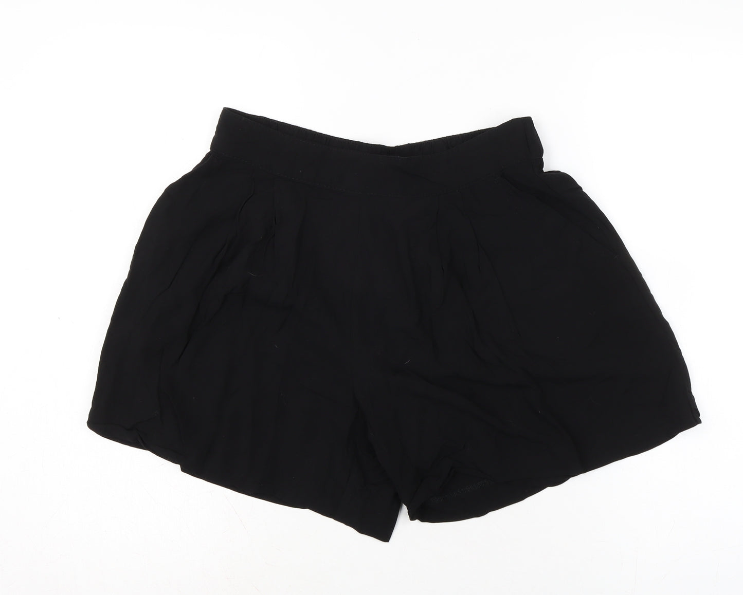 H&M Womens Black Viscose Basic Shorts Size 12 Regular