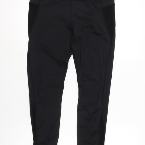 PRETTYLITTLETHING Womens Black Elastane Capri Trousers Size M L27 in Regular - Mesh detail to sides / legs.