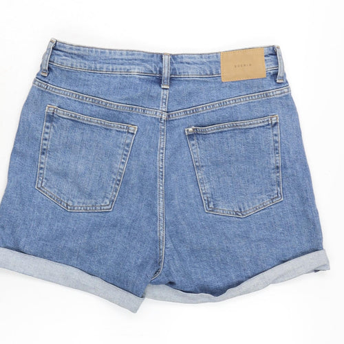 H&M Womens Blue Cotton Boyfriend Shorts Size 14 Regular