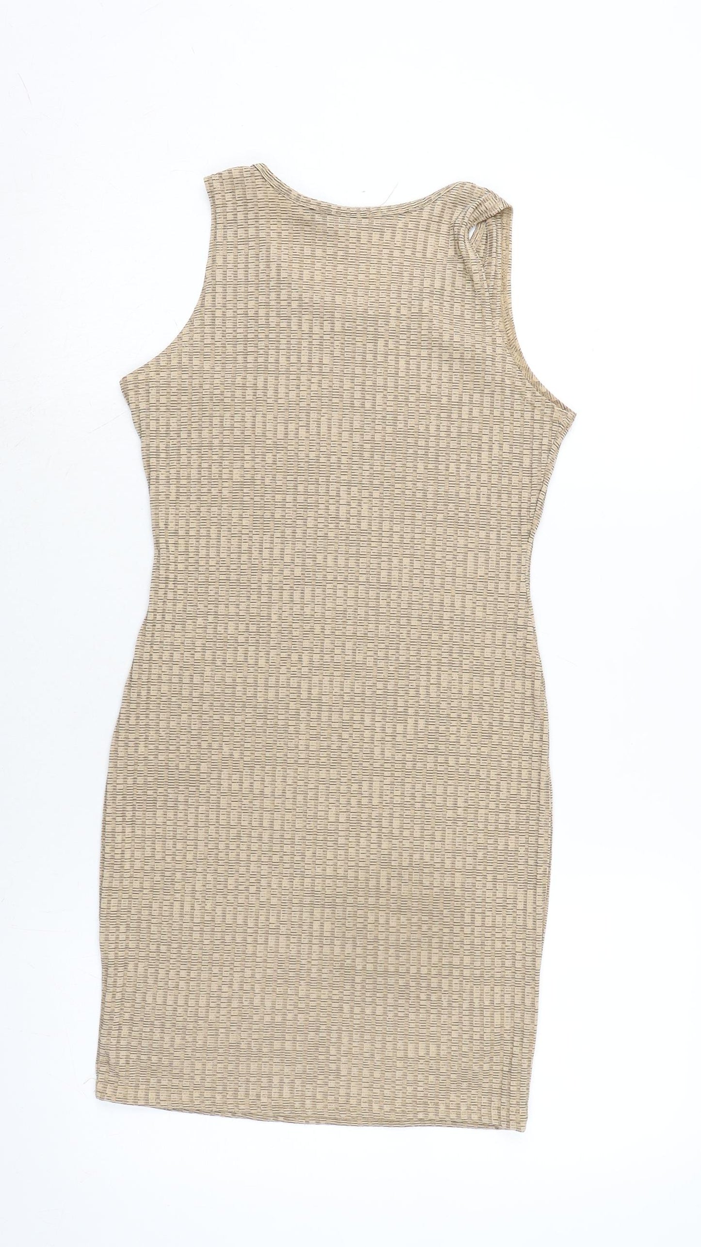 Boohoo Womens Beige Nylon Bodycon Size 12 Boat Neck