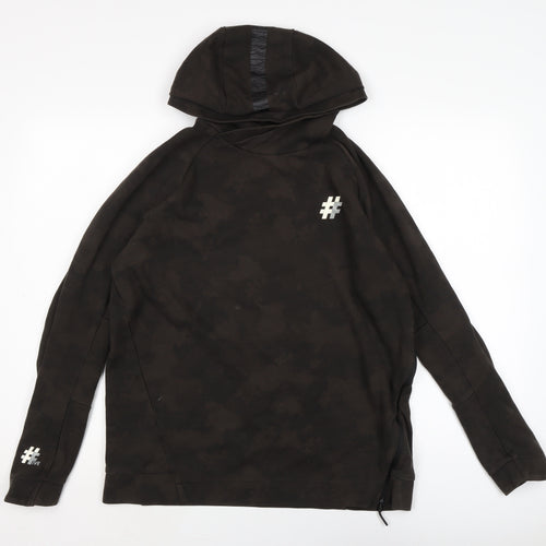 Free The Future Mens Brown Camouflage Cotton Pullover Hoodie Size S - Zip detail to side.