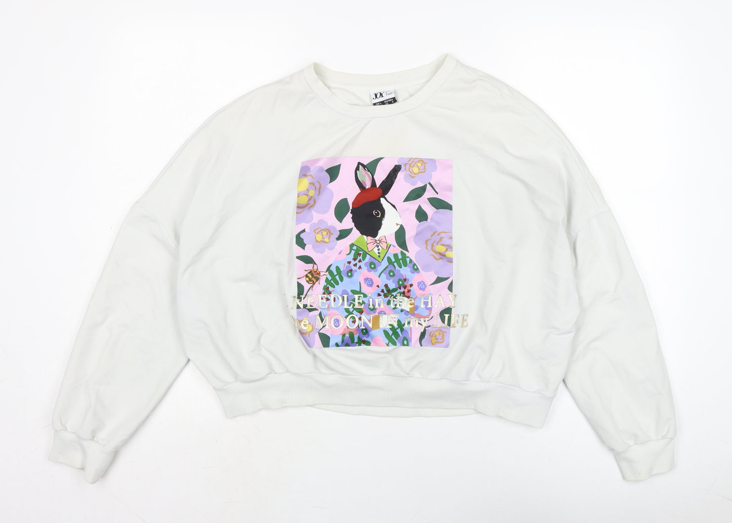 Joy By Lily Womens Grey Cotton Pullover Sweatshirt Size L