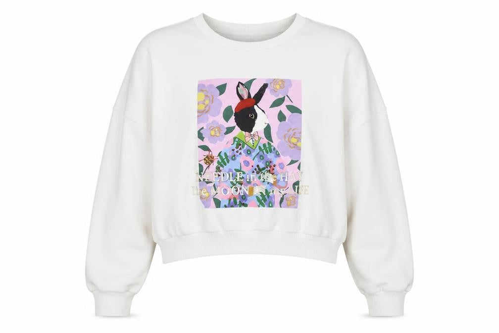 Front view of Joy By Lily women’s grey cotton pullover sweatshirt, size L