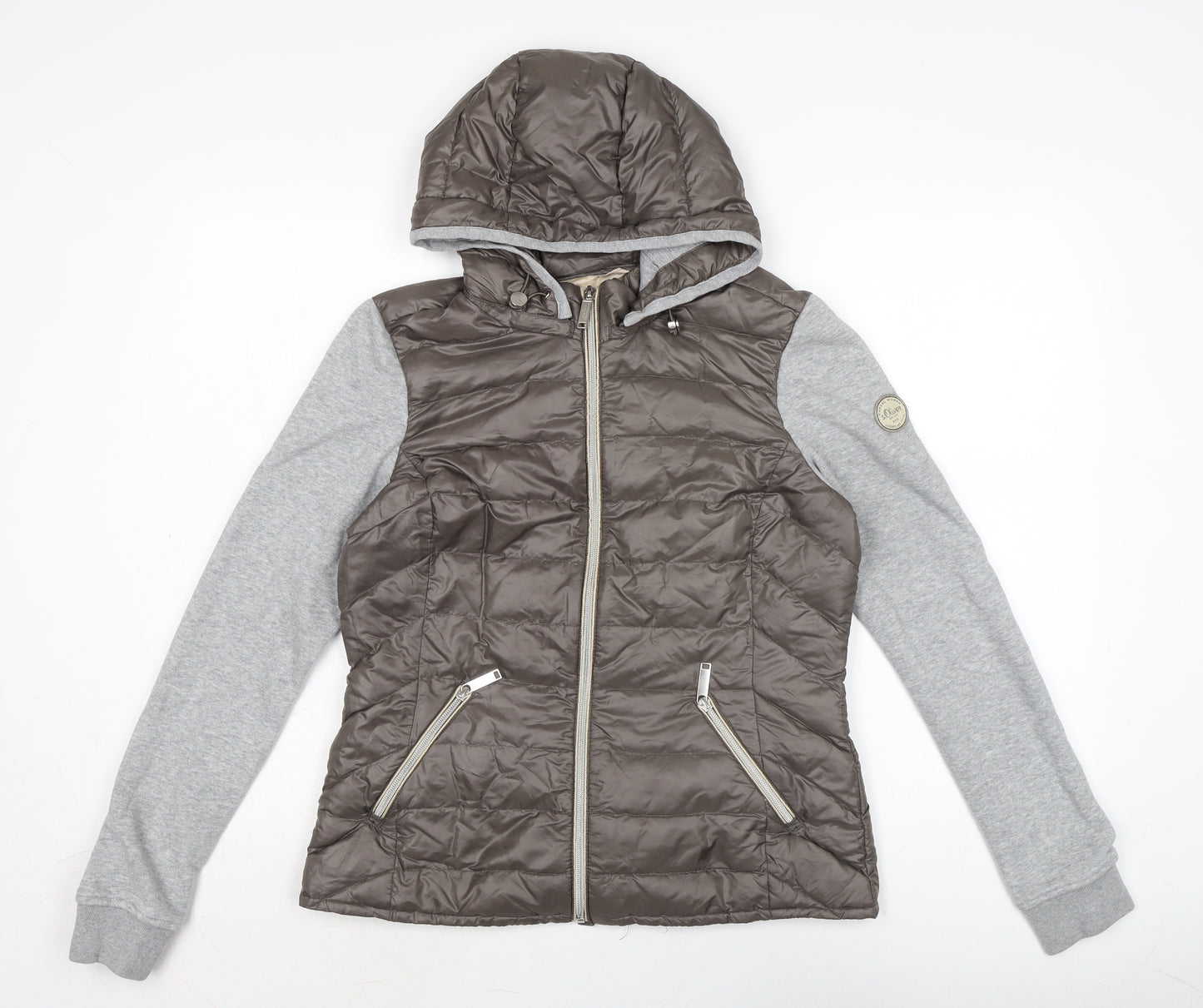 s.Oliver Womens Brown Puffer Jacket Jacket Size 10 Zip - Arms sweatshirt look / material.