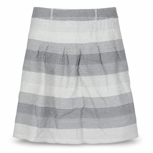 Marks and Spencer Womens Grey Striped Ramie A-Line Skirt Size 10 Zip