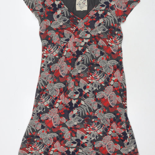 Debenhams Womens Multicoloured Floral Cotton A-Line Size 14 V-Neck Pullover