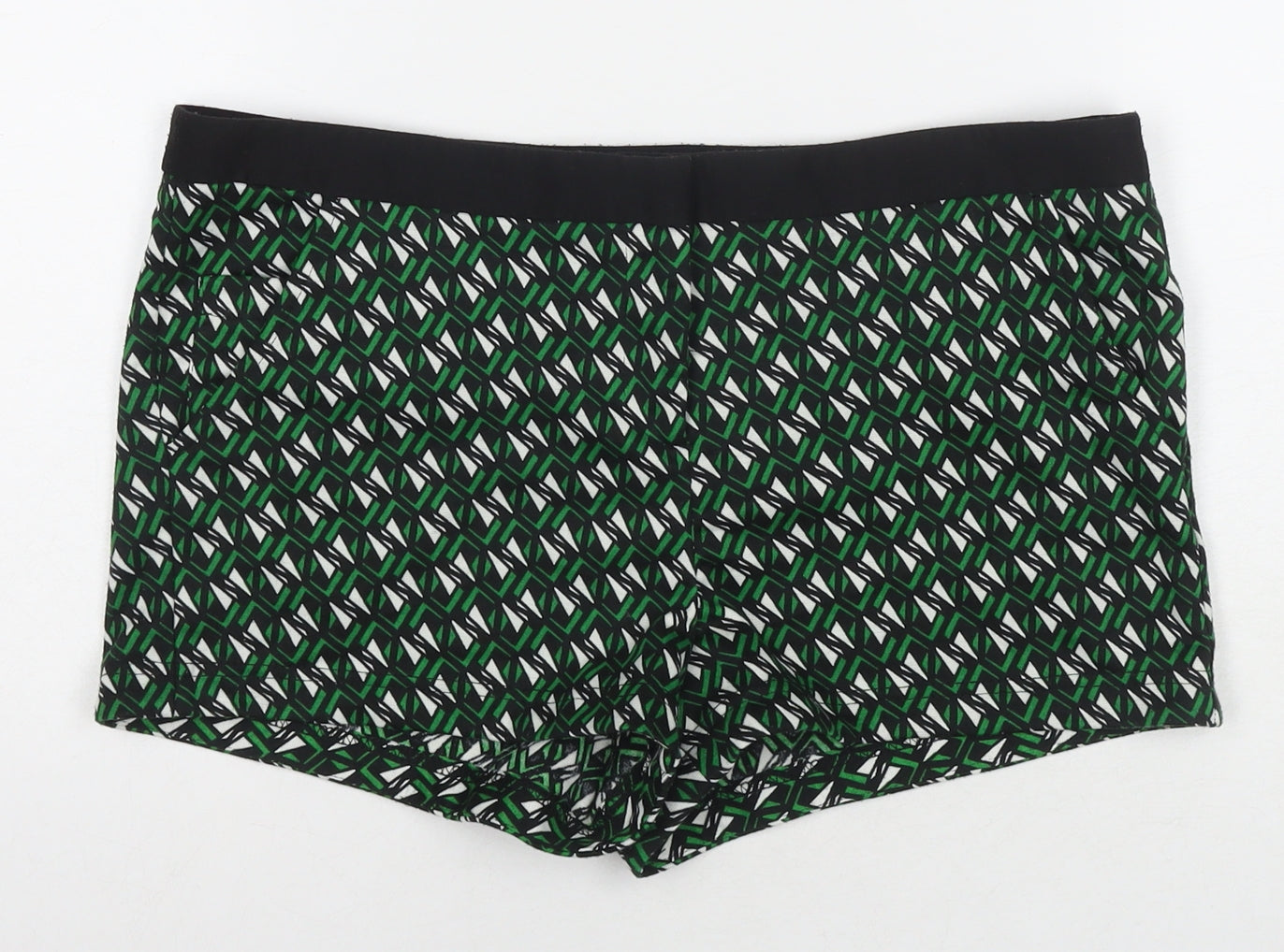 River Island Womens Green Geometric Polyester Hot Pants Shorts Size 12 L3 in Regular Zip