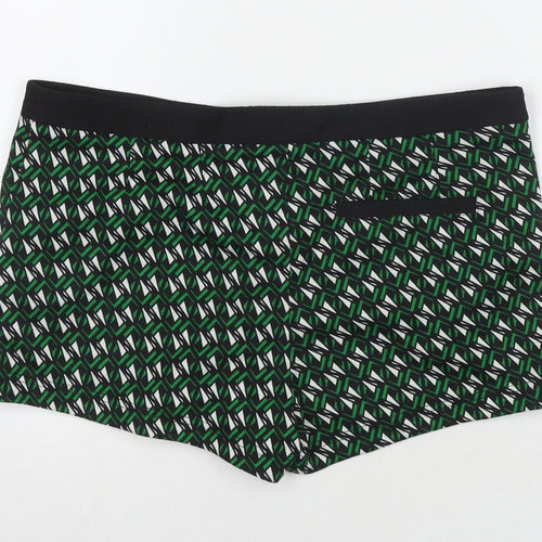 River Island Womens Green Geometric Polyester Hot Pants Shorts Size 12 L3 in Regular Zip