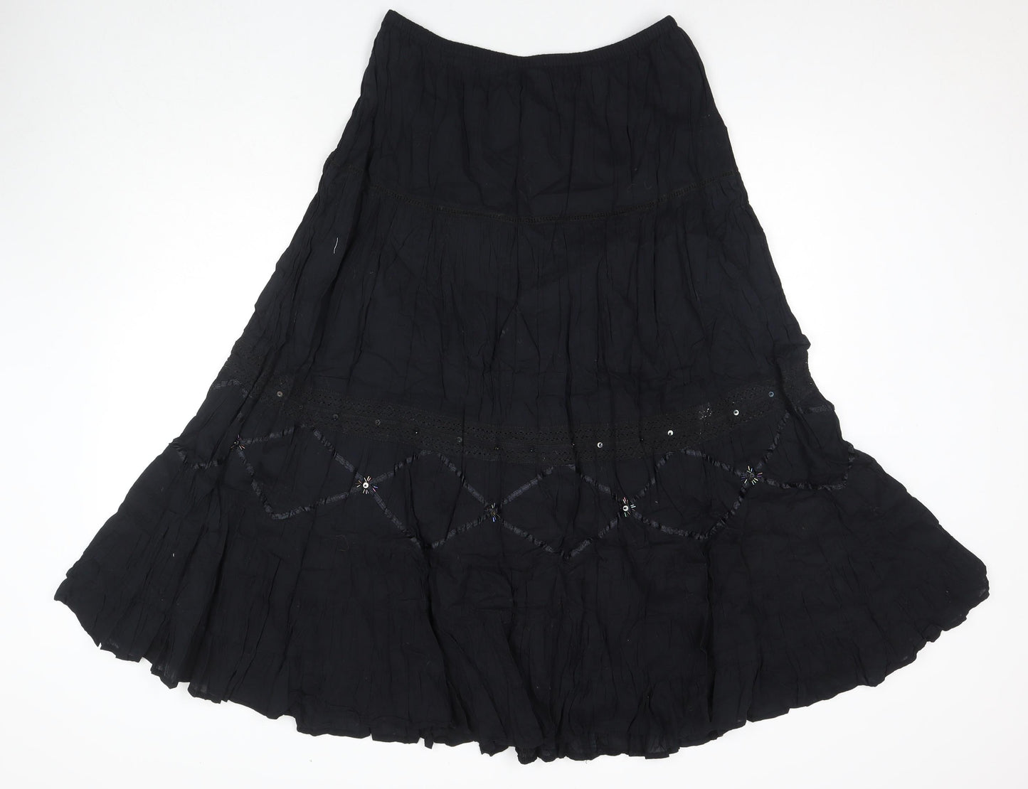 Elizabeth Scott Womens Black Polyester Maxi Skirt Size S - Sequin Detail