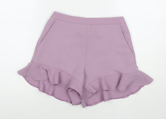 Topshop Womens Purple Polyester Hot Pants Shorts Size 8 L5 in Regular Zip