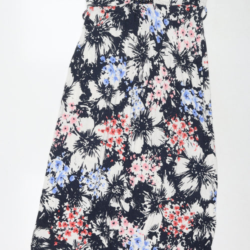 Debenhams Womens Multicoloured Floral Viscose Maxi Size 10 V-Neck Pullover - Beaded Detail