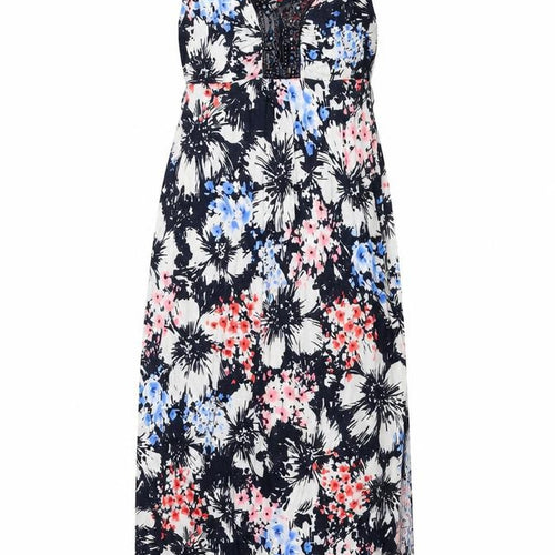 Debenhams Womens Multicoloured Floral Viscose Maxi Size 10 V-Neck Pullover - Beaded Detail