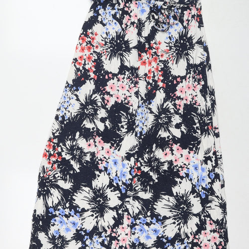 Debenhams Womens Multicoloured Floral Viscose Maxi Size 10 V-Neck Pullover - Beaded Detail