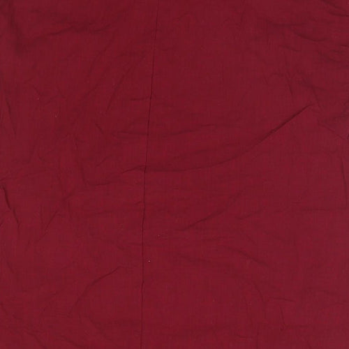 Celmia Womens Red Cotton Basic Button-Up Size L Round Neck