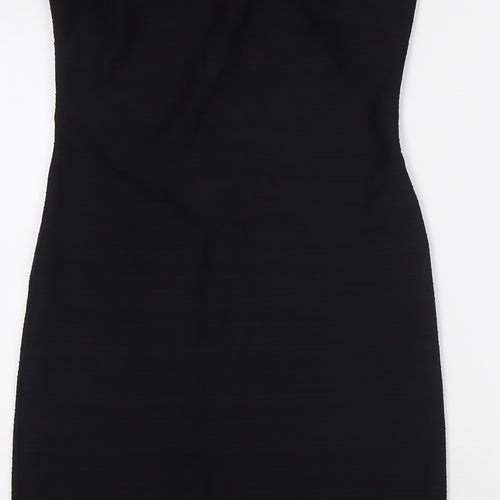 NEXT Womens Black Polyester Tank Dress Size 10 Round Neck Zip
