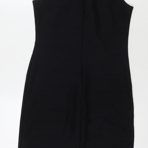 NEXT Womens Black Polyester Tank Dress Size 10 Round Neck Zip