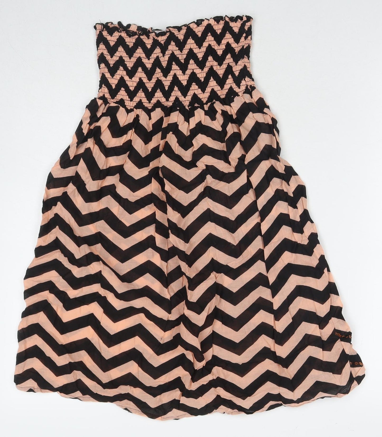 Ocean Club Womens Beige Striped Cotton Mini Size 12 Halter Pullover - Beach Cover-Up