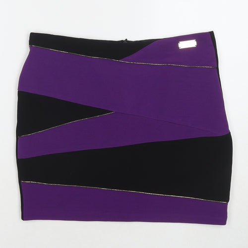 River Island Womens Multicoloured Geometric Polyester A-Line Skirt Size 12 Zip