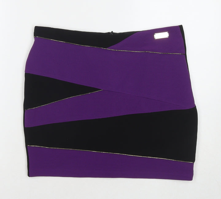 River Island Womens Multicoloured Geometric Polyester A-Line Skirt Size 12 Zip