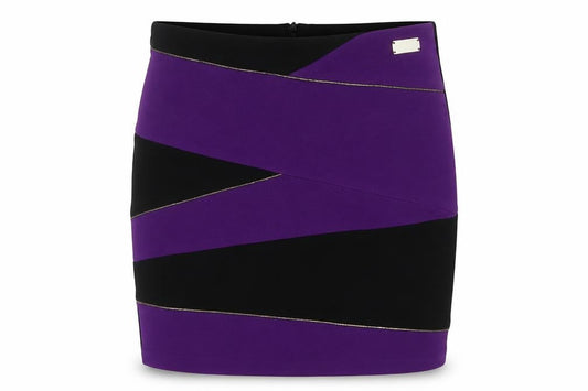 Front view of River Island women’s multicoloured geometric polyester a-line skirt, size UK 12, zip