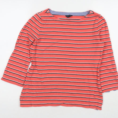 Nautica Womens Red Striped Cotton Pullover Sweatshirt Size S Pullover