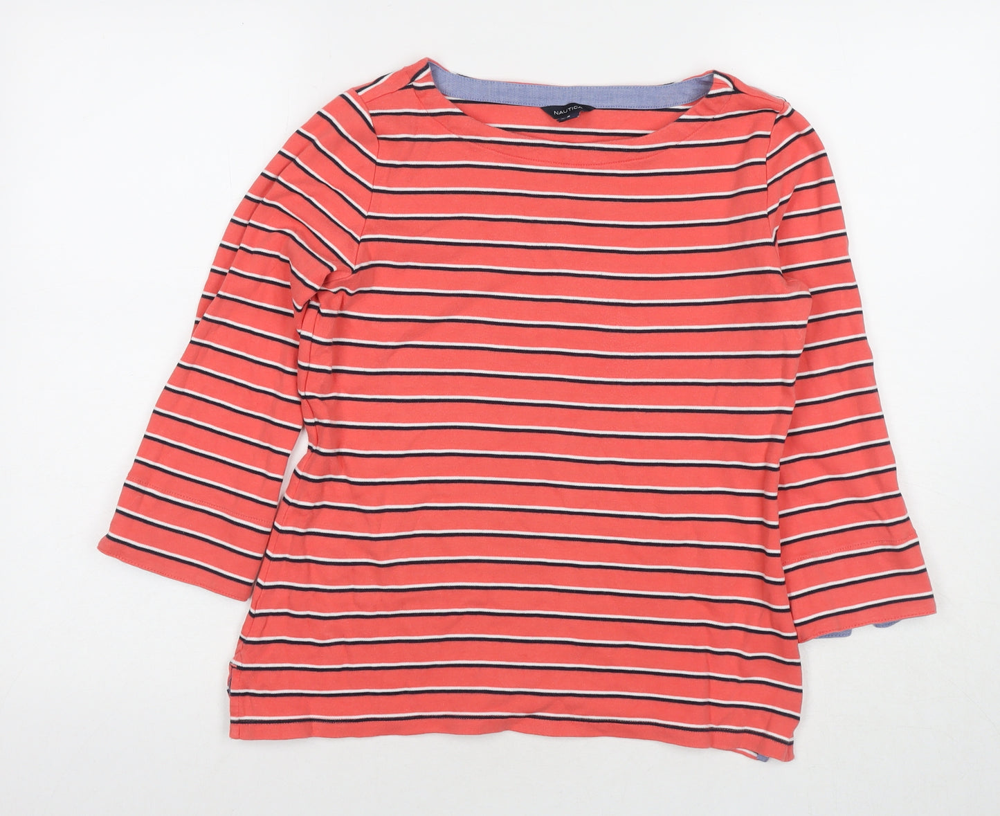Nautica Womens Red Striped Cotton Pullover Sweatshirt Size S Pullover