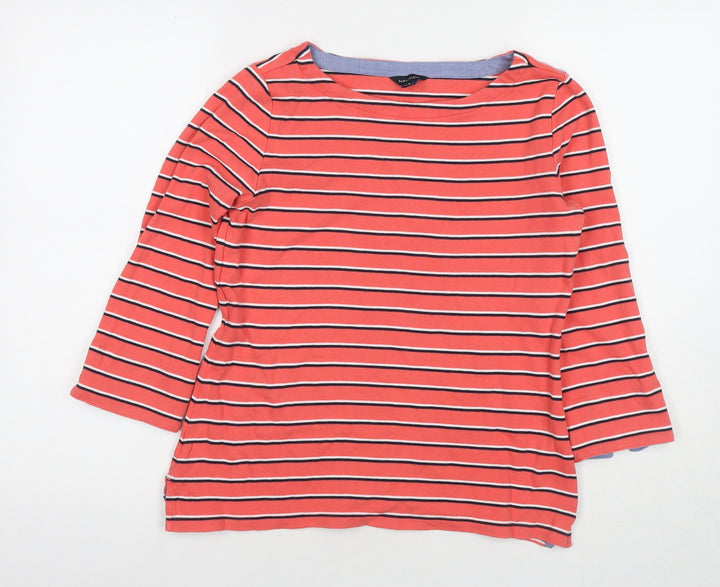Nautica Womens Red Striped Cotton Pullover Sweatshirt Size S Pullover
