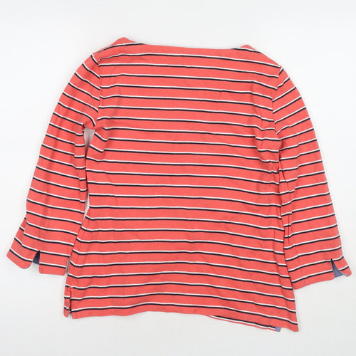 Nautica Womens Red Striped Cotton Pullover Sweatshirt Size S Pullover