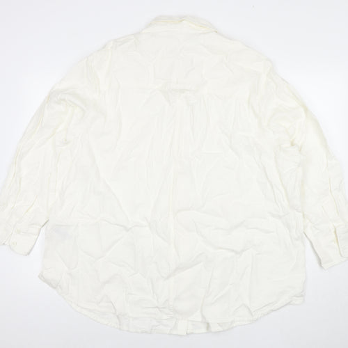 Marks and Spencer Womens White Cotton Basic Button-Up Size 24 Collared