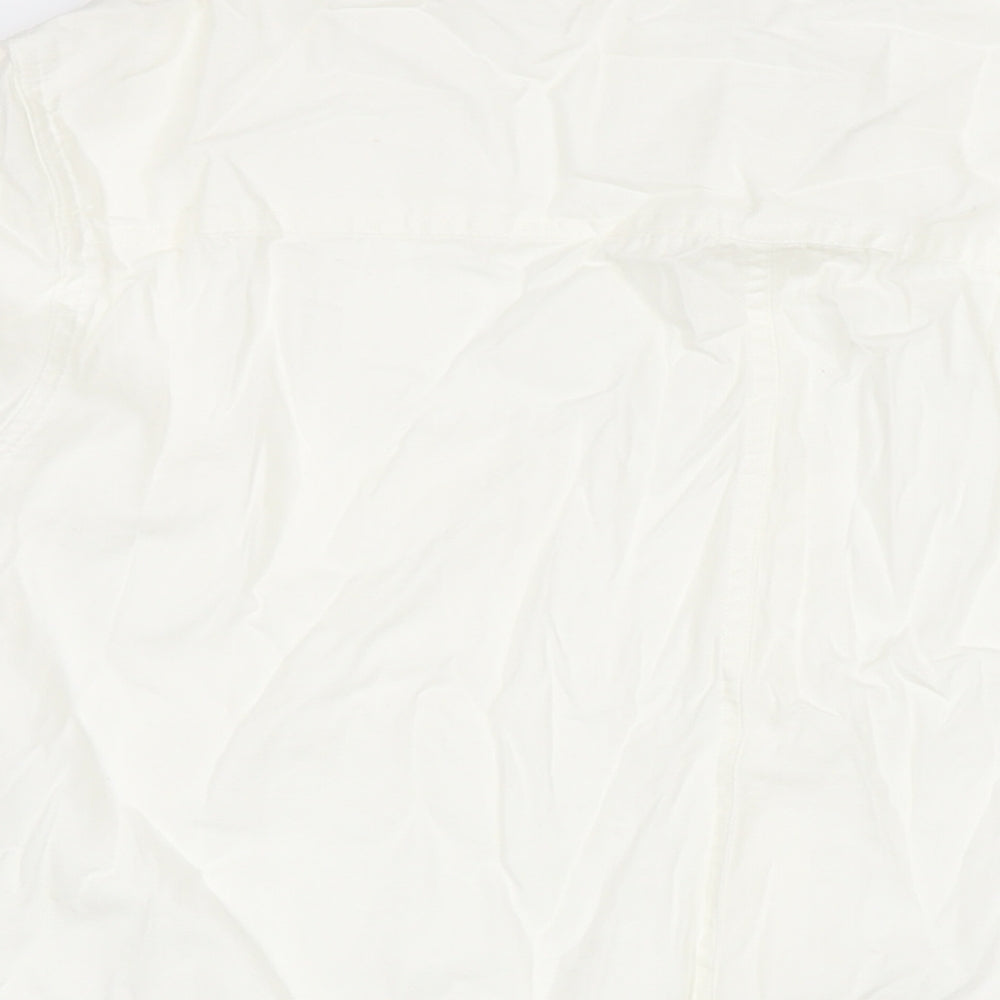 Marks and Spencer Womens White Cotton Basic Button-Up Size 24 Collared