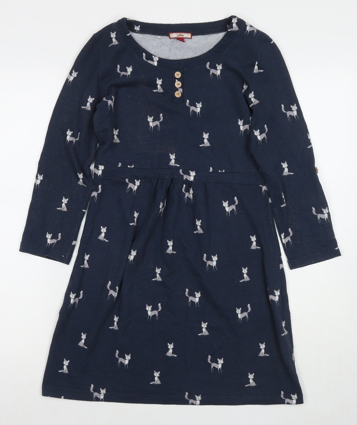 Joe Browns Womens Blue Animal Print Polyester Jumper Dress Size 8 Round Neck Pullover - Fox